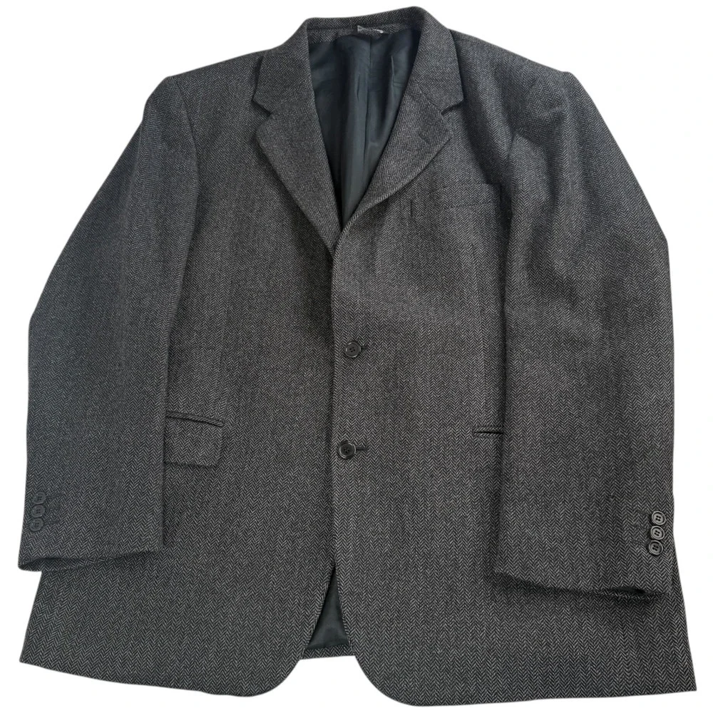 VTG‎ TodaysManTM 44R Messina Blazer Jacket Italian Cashmere Grey Herringbone